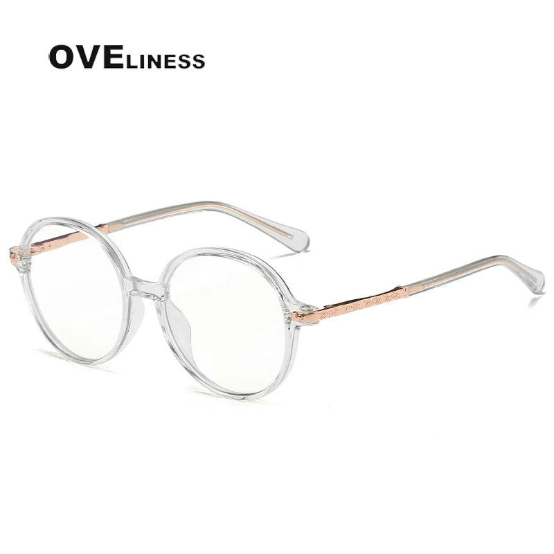 Oveliness Unisex Youth's Full Rim Round Tr 90 Alloy Eyeglasses  20201 Full Rim Oveliness transparent  