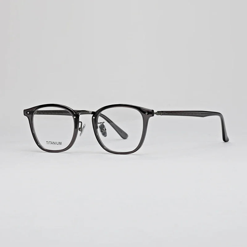 Hewei Unisex Full Rim Square Acetate Eyeglasses 19647 Full Rim Hewei grey  