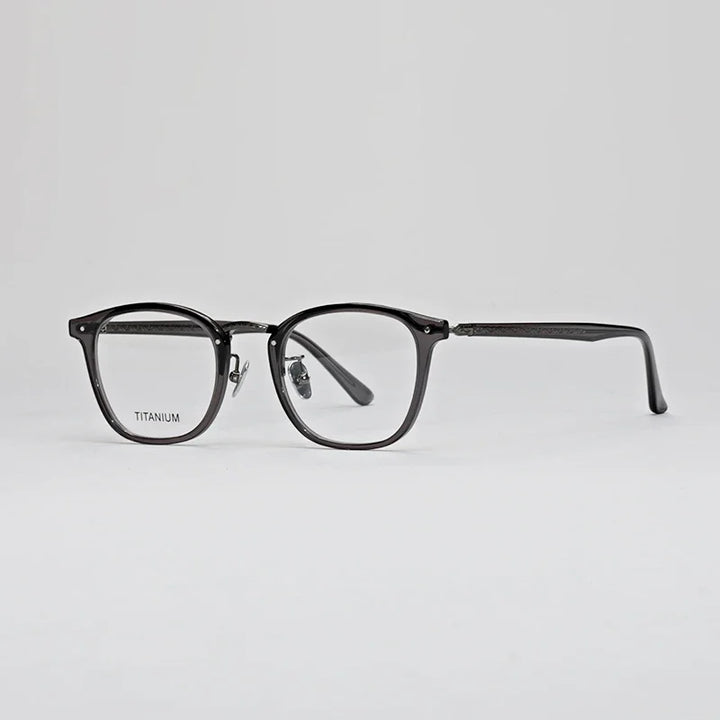 Hewei Unisex Full Rim Square Acetate Eyeglasses 19647 Full Rim Hewei grey  