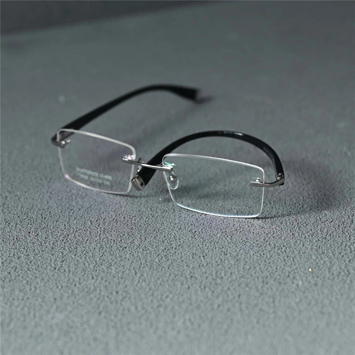 Cubojue Men's Rimless Square Alloy Acetate Eyeglasses 58026 Reading Glasses Cubojue M3 silver