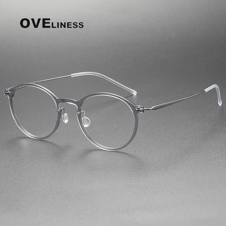 Oveliness Women's Full Rim Round Acetate Titanium Eyeglasses 326541