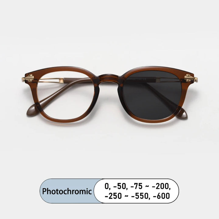 Kocolior Unisex Full Rim Square Alloy Acetate Photochromic  Reading Glasses 86058