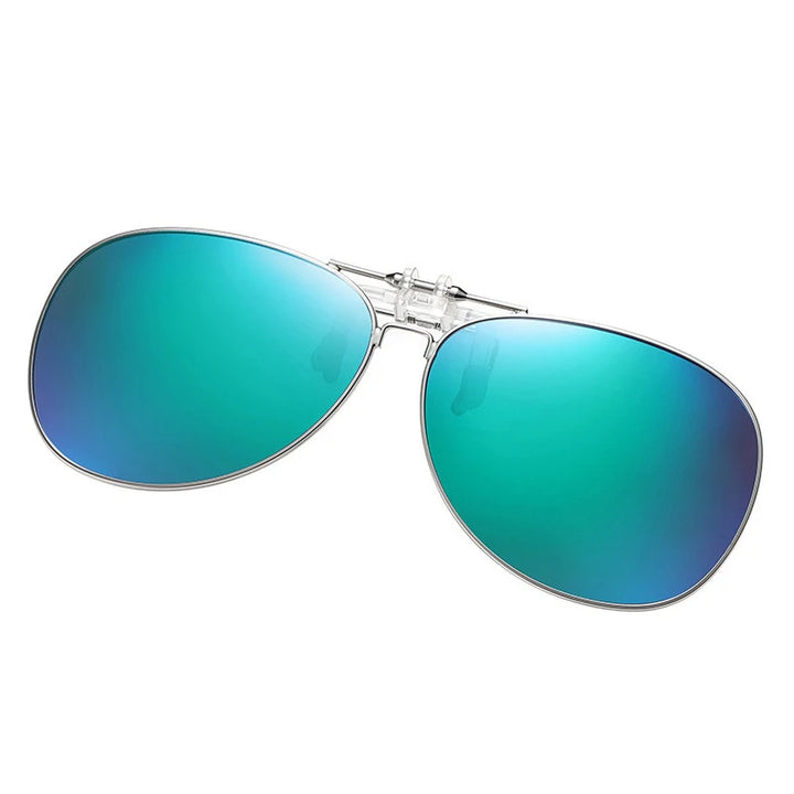 Vicky Unisex Full Rim Round Alloy Polarized Clip On Sunglasses V004 Clip On Sunglasses Vicky blue-green  