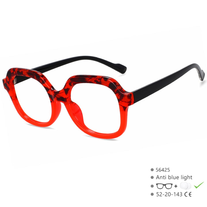 CCspace Women's Full Rim Square Tr 90 Titanium Eyeglasses 56425 Full Rim CCspace RedLeopard  