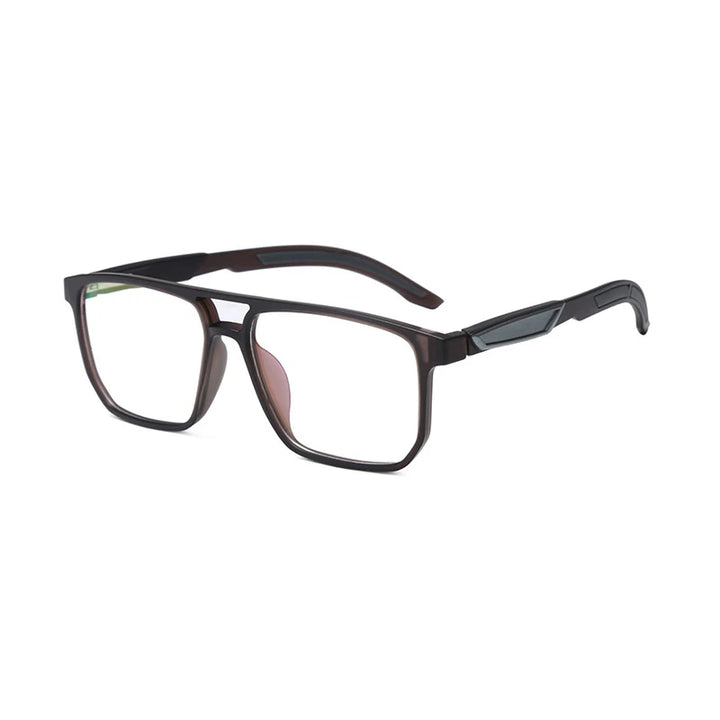 KatKani Unisex Full Rim Square Double Bridge Tr 90 Eyeglasses Yd209 Full Rim KatKani Eyeglasses Tea Gray  