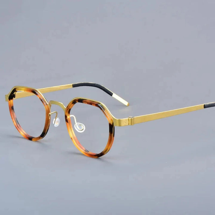 Bobbie Women's Full Rim Flat Top Round Titanium Acetate Eyeglasses 963069