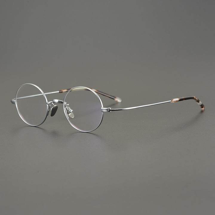 Cubojue Unisex Full Rim Small Round Titanium Myopic Reading Glasses Reading Glasses Cubojue no function lens 0 silver 