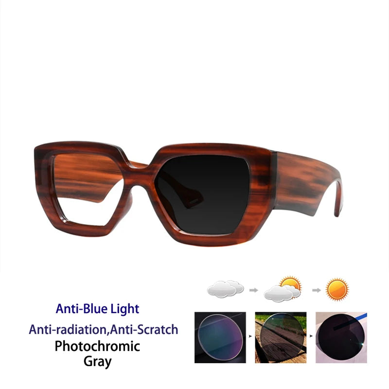 Kocolior Unisex Full Rim Square Acetate Photochromic Reading Glasses 86320