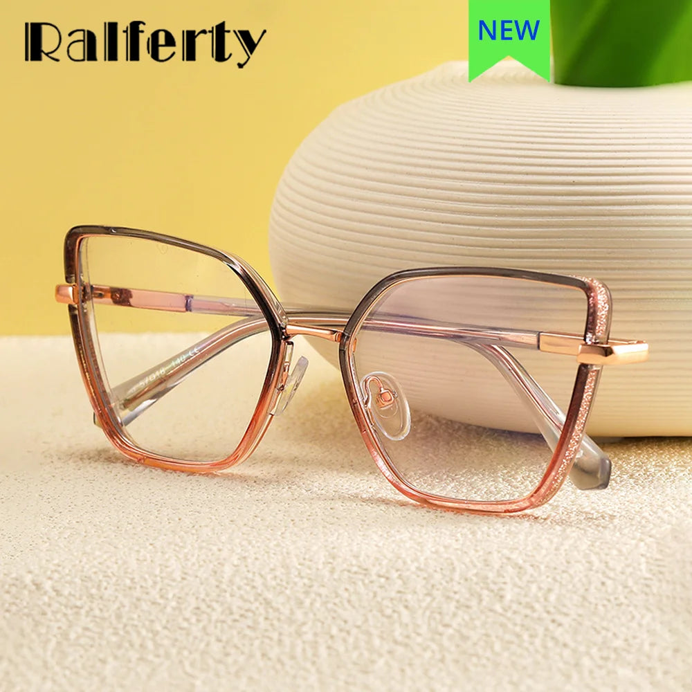 Ralferty Women's Full Rim Square Cat Eye Acetate Eyeglasses R82144 Full Rim Ralferty   