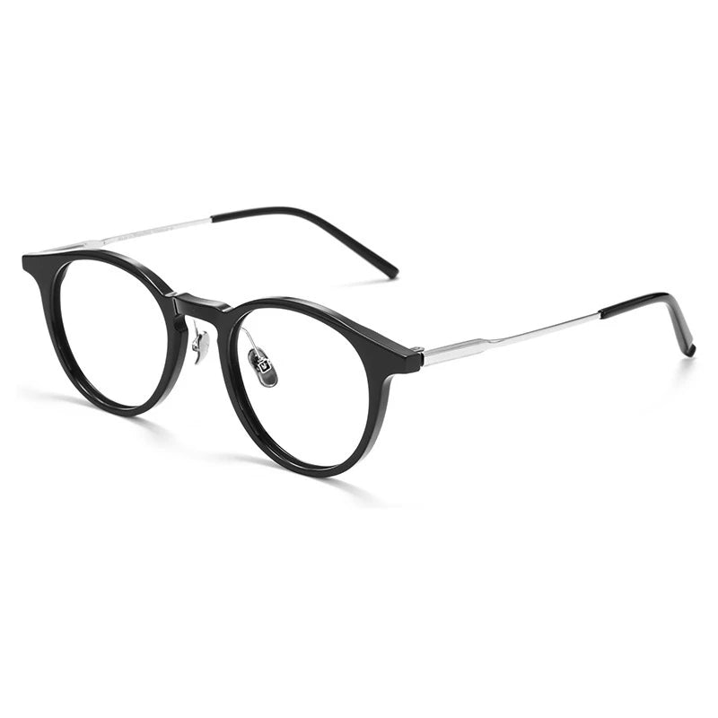 Black Mask Unisex Full Rim Round Titanium Acetate Eyeglasses 368111