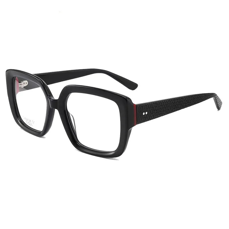 Hewei Unisex Full Rim Square Acetate Eyeglasses 2028 Full Rim Hewei black  