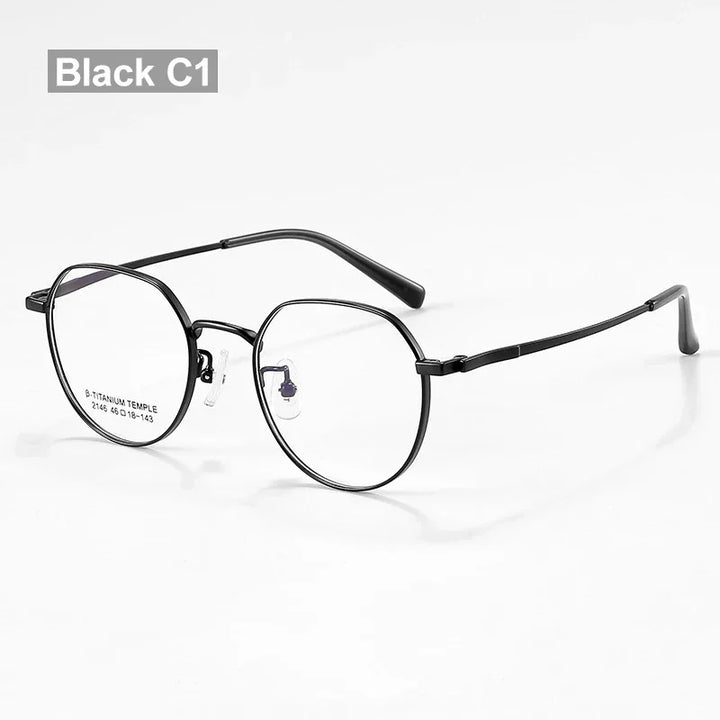 Vicky Women's Full Rim Small Flat Top Round Titanium Reading Glasses 2146 Reading Glasses Vicky 0 2146-C1-BLACK 