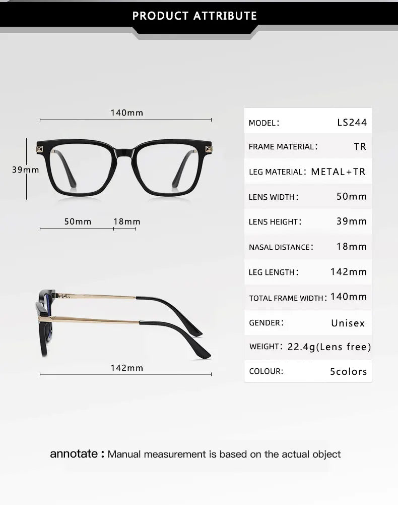 Vicky Men's Full Rim Square Tr 90 Titanium Reading Glasses 67244