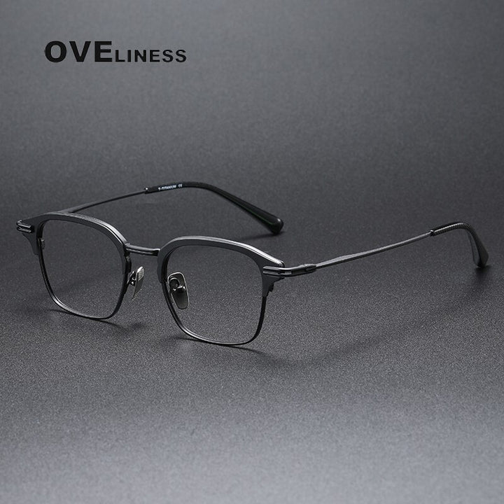Oveliness Unisex Full Rim Square Titanium Eyeglasses Dxt142 Full Rim Oveliness black  