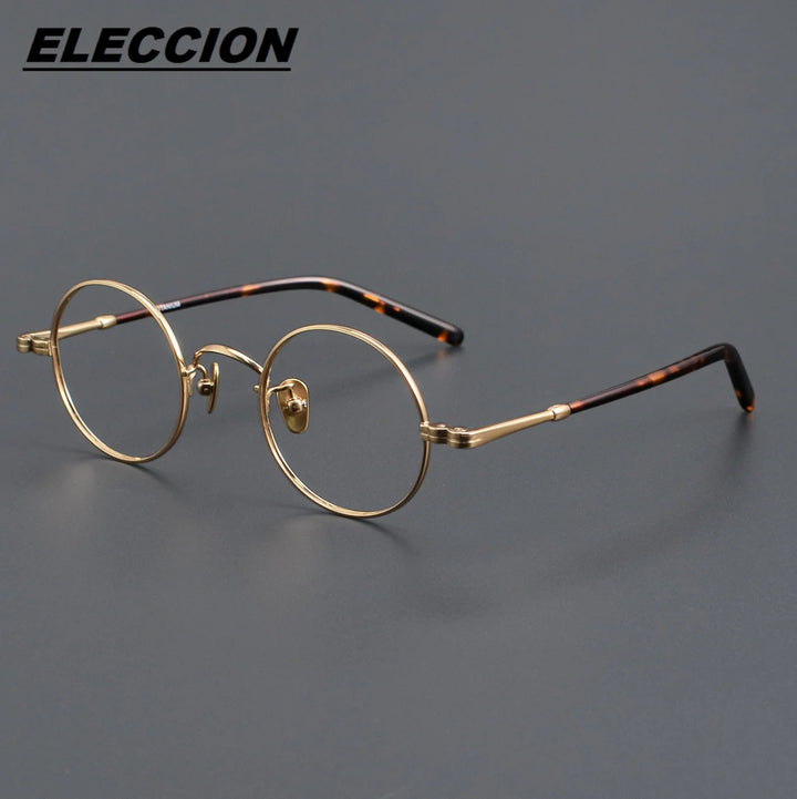 Eleccion Women's Full Rim Round Titanium Eyeglasses 12605 Full Rim Eleccion Gold CHINA