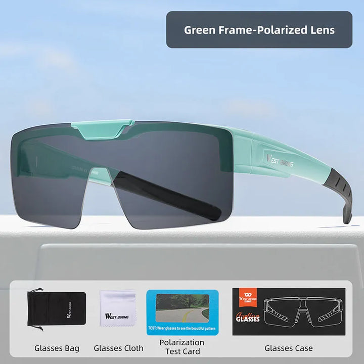 West Biking Unisex Semi Rim Square Flip Up Over Frame Polycarbonate Sunglasses 950703