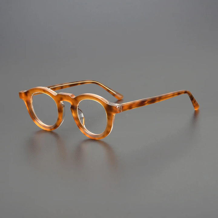 Black Mask Full Rim Round Thick Acetate Eyeglasses 23107 Full Rim Black Mask Amber  