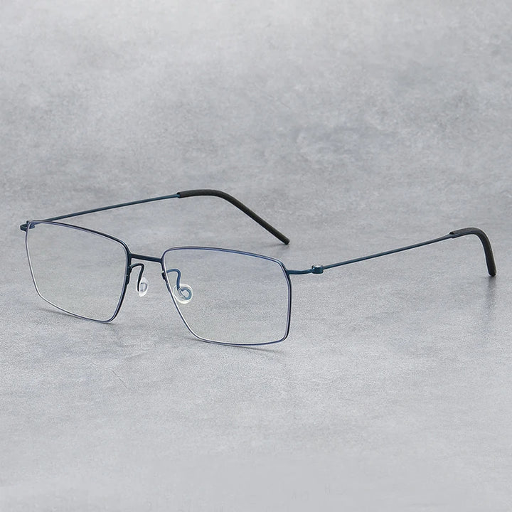 Black Mask Unisex Full Rim Square Screwless Titanium Eyeglasses 5509 Full Rim Black Mask Blue  