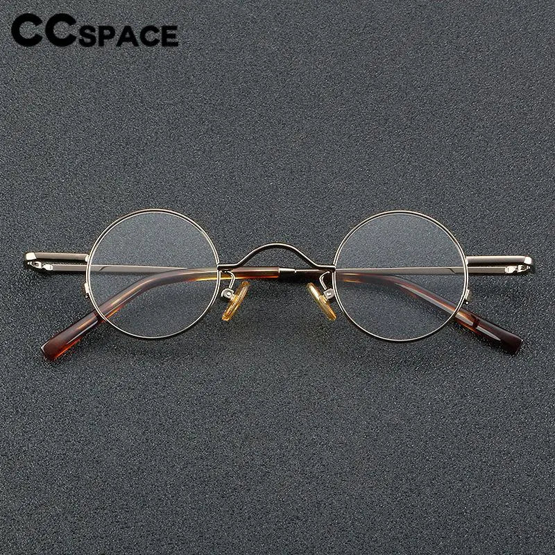 CCspace Unisex Full Rim Round Titanium Eyeglasses 56948 Full Rim CCspace   