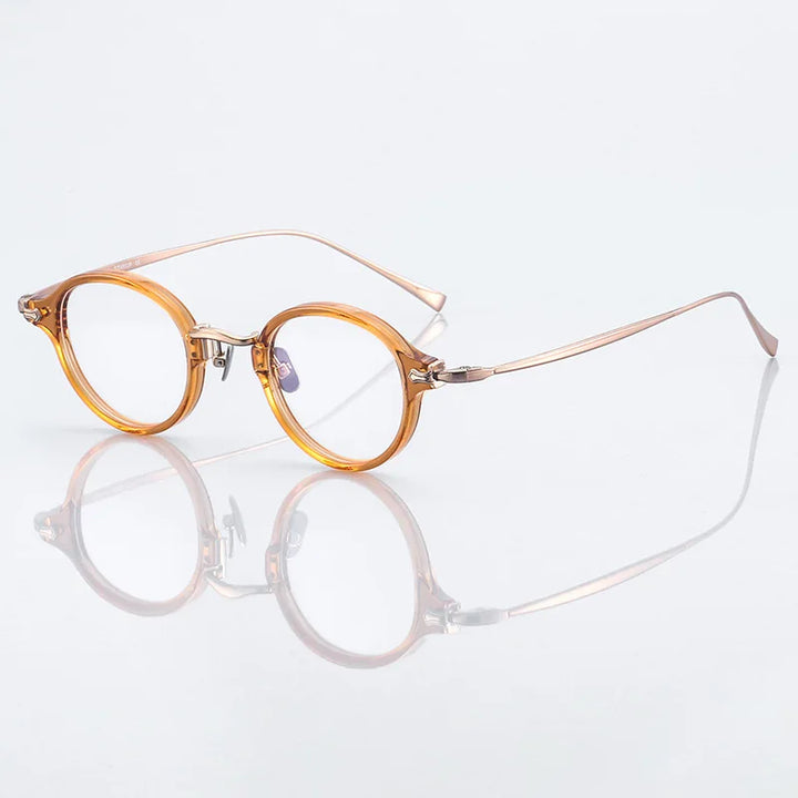 Black Mask Unisex Full Rim Round Titanium Acetate Eyeglasses 396182