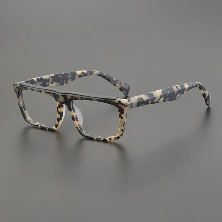 Gatenac Unisex Full Rim Square Frosted Acetate Eyeglasses Gxyj1208 Full Rim Gatenac Frosted Leopard  