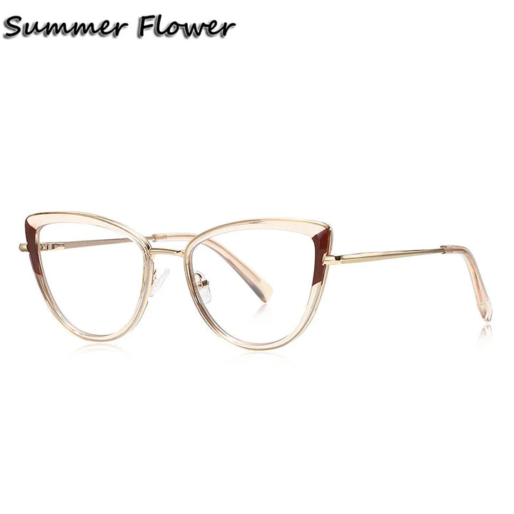 Summer Flower Women's Full Rim Cat Eye Tr 90 Titanium Eyeglasses 31274