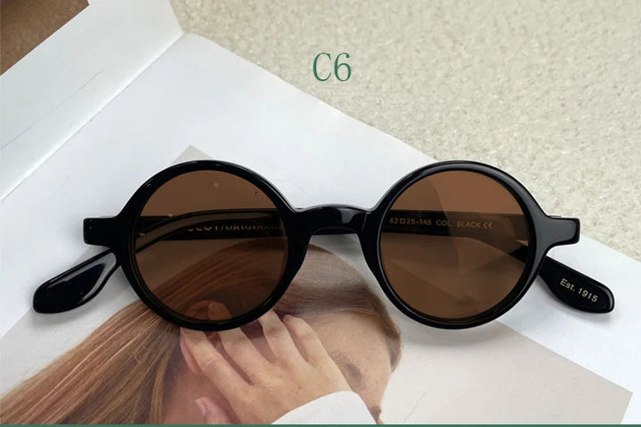Yujo Unisex Full Rim Round Acetate Sunglasses 4225s Sunglasses Yujo C6 CHINA 