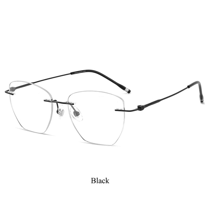 Bclear Women's Rimless Polygon Square Titanium Eyeglasses 46019 Rimless Bclear black