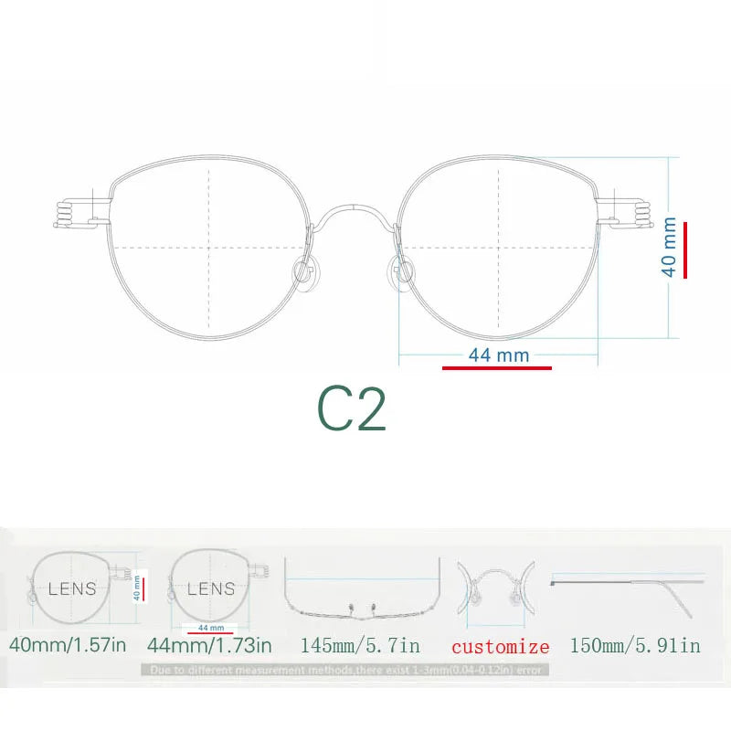 Yujo Unisex Full Rim Oval Steel Customized Nose Bridge Eyeglasses 150481