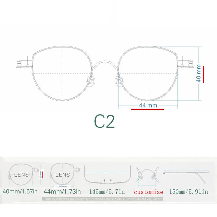 Yujo Unisex Full Rim Oval Steel Customized Nose Bridge Eyeglasses 150481
