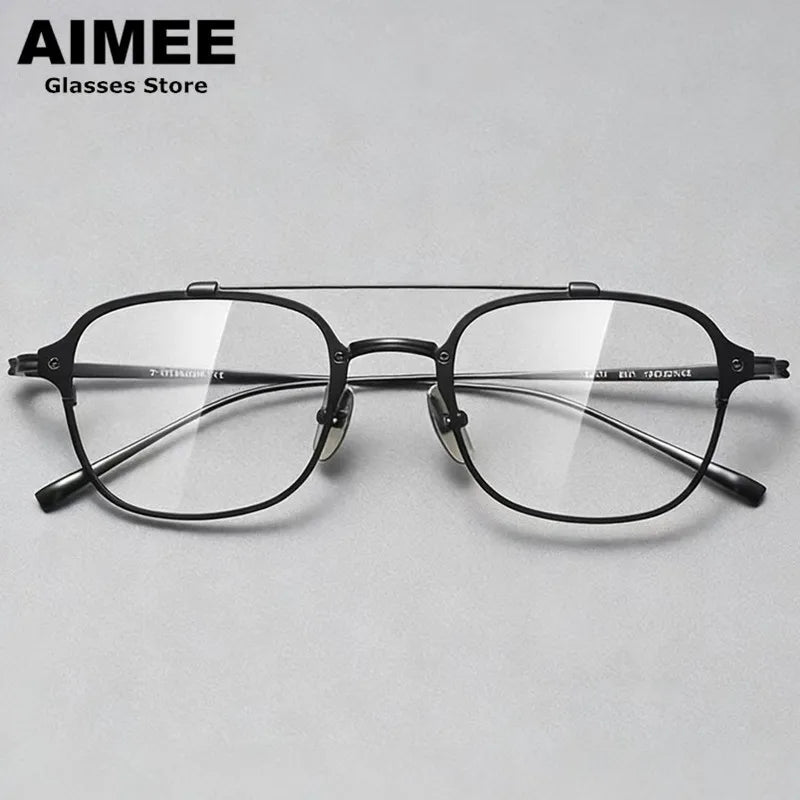 Aimee Unisex Full Rim Square Double Bridge Titanium Eyeglasses 541031