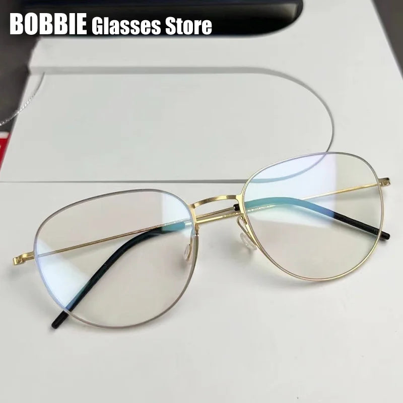 Bobbie Women's Full Rim Round Oval Screwless Titanium Eyeglasses 365512