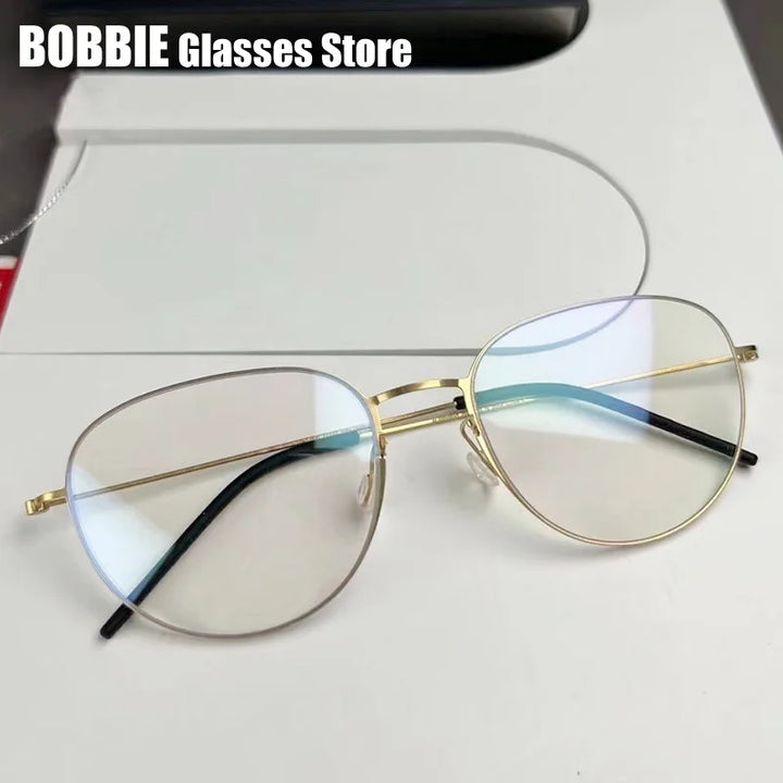 Bobbie Women's Full Rim Round Oval Screwless Titanium Eyeglasses 365512