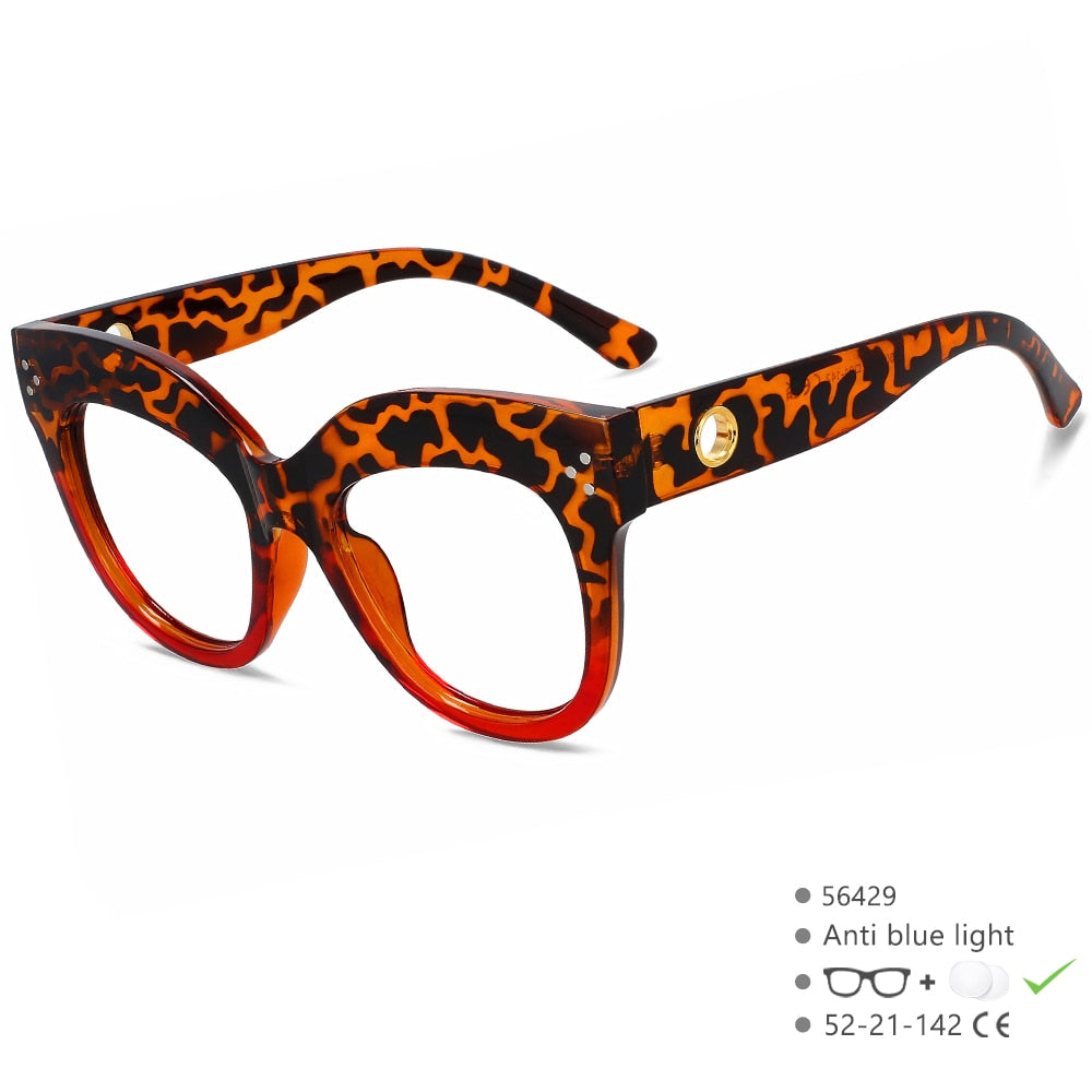 CCspace Women's Full Rim Cat Eye PC Plastic Eyeglasses 56429 Full Rim CCspace Redleopard  
