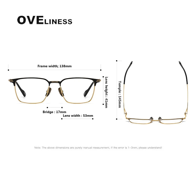 Oveliness Unisex Full Rim Square Titanium Acetate Eyeglasses 70801 Full Rim Oveliness   