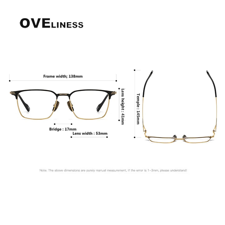 Oveliness Unisex Full Rim Square Titanium Acetate Eyeglasses 70801 Full Rim Oveliness   