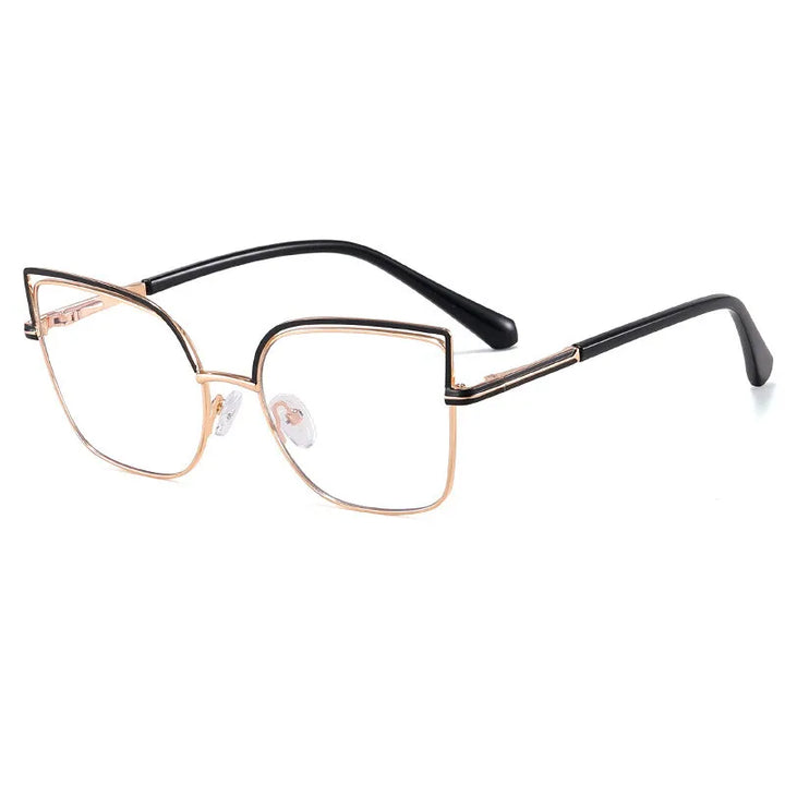 CCspace Women's Full Rim Square Cat Eye Alloy Eyeglasses 301091 Full Rim CCspace Black  