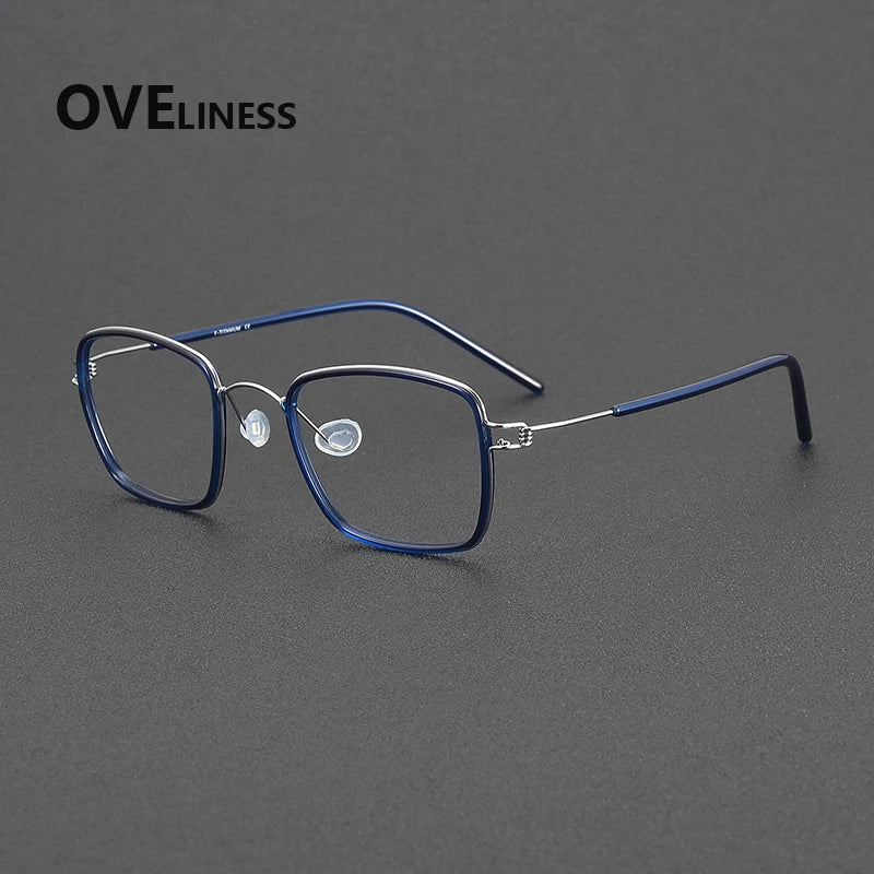 Oveliness Women's Full Rim Polygon Acetate Titanium Eyeglasses 381048