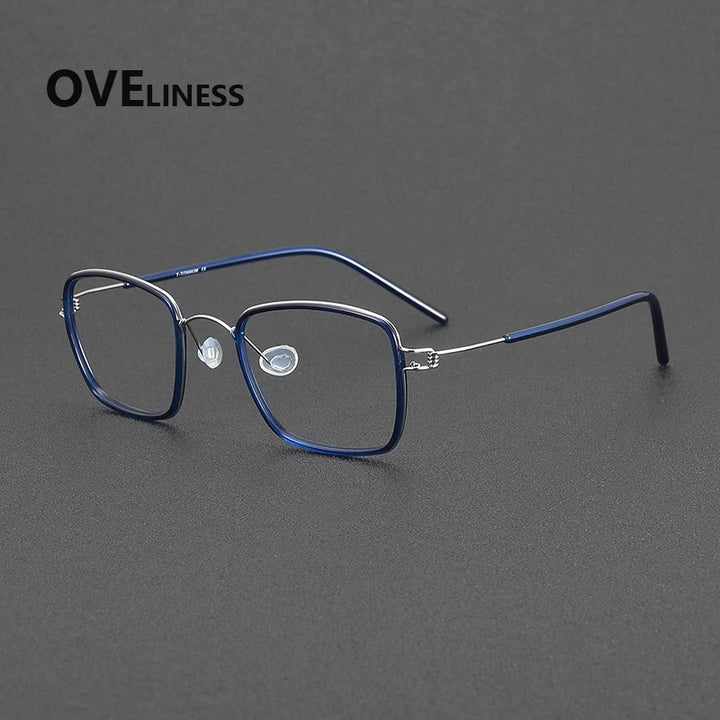 Oveliness Women's Full Rim Polygon Acetate Titanium Eyeglasses 381048