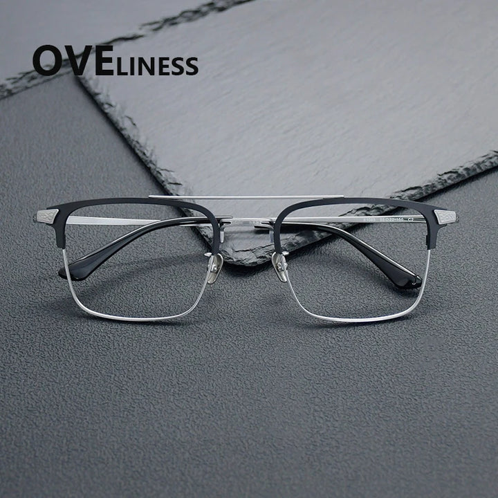 Oveliness Men's Full Rim Square Double Bridge Titanium Eyeglasses 981085