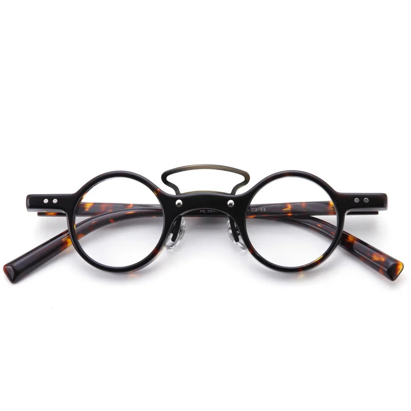 Muzz Women's Full Rim Round Double Bridge Titanium Acetate Eyeglasses 456011