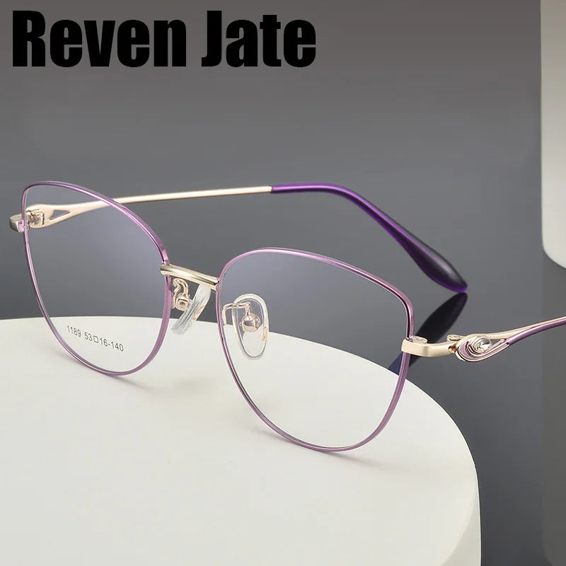 Reven Jate Women's Full Rim Square Cat Eye Alloy Eyeglasses 661189