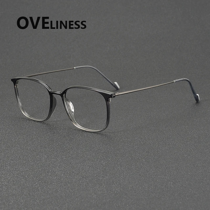 Oveliness Unisex Full Rim Square Titanium Eyeglasses 92345 Full Rim Oveliness grey gun