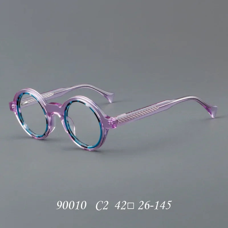 Hewei Unisex Full Rim Small Round Acetate Eyeglasses 90002 Full Rim Hewei C2  