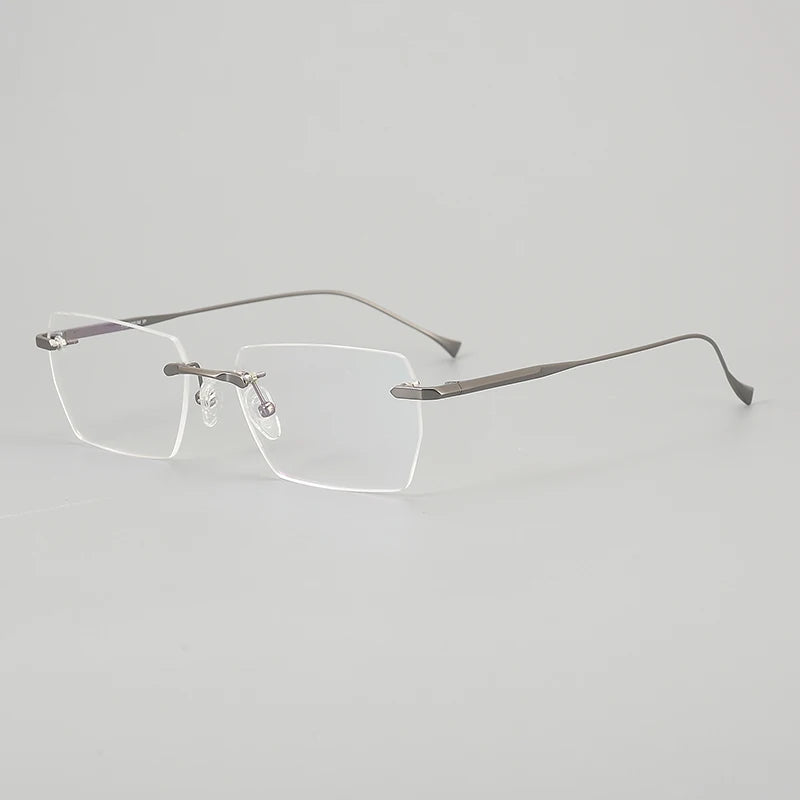 Aror Unisex Rimless Square Titanium Eyeglasses 72324