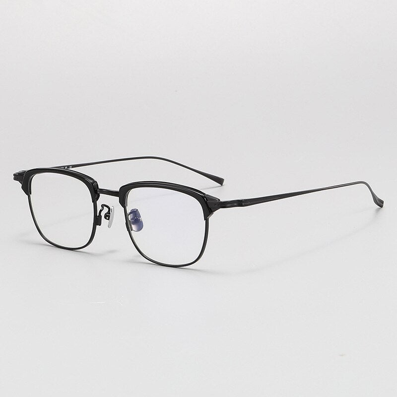 Gatenac Unisex Full Rim Square Acetate Titanium Eyeglasses Gxyj1072 Full Rim Gatenac Black  