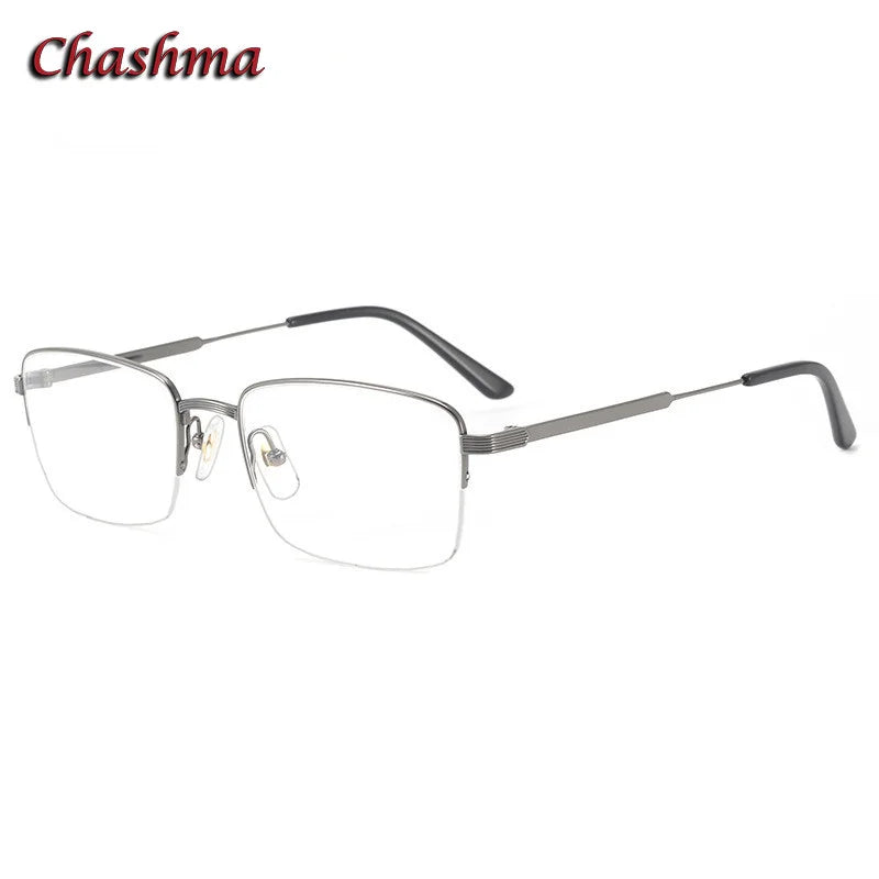 Chashma Ochki Men's Semi Rim Square Titanium Eyeglasses 0348 Semi Rim Chashma Ochki Gray  