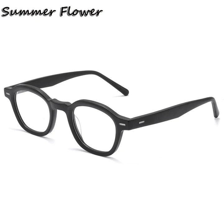 Summer Flower Men's Full Rim Flat Top Polygon Acetate Eyeglasses
