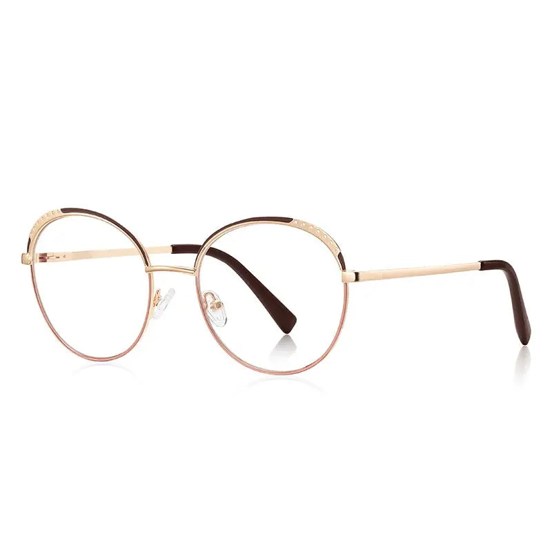 Vicky Women's Full Rim Round Cat Eye Alloy Reading Glasses PFD3115 — view 2 | Vicky at FuzWeb