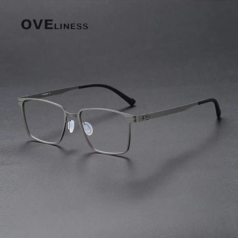 Oveliness Unisex Full Rim Square Titanium Eyeglasses 80995 Full Rim Oveliness gun  